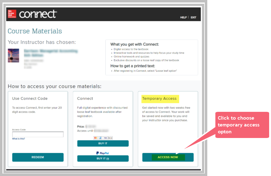 Connect - Student Temporary Access (for instructors)