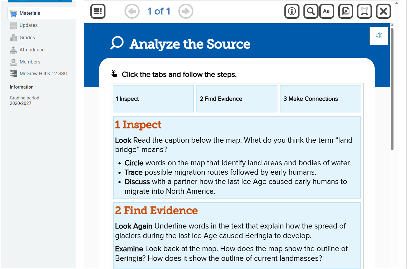 Screenshot Actively Learn assignment in Schoology.