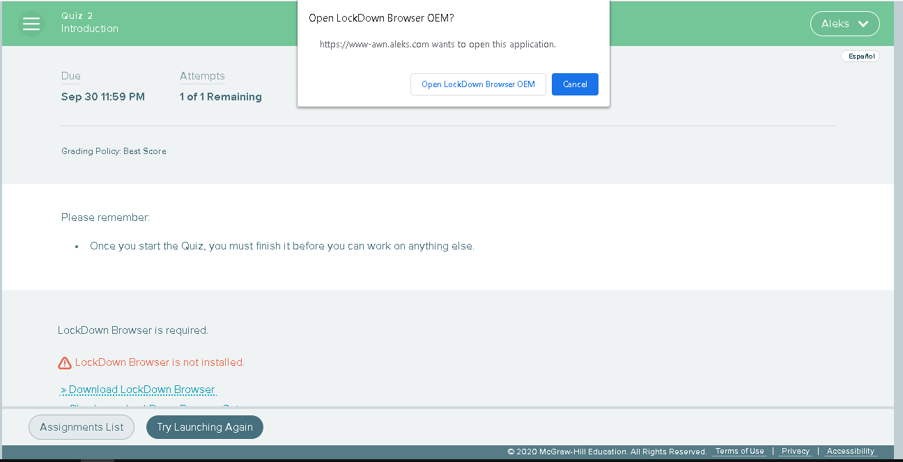 Respondus LockDown Browser Information and Troubleshooting