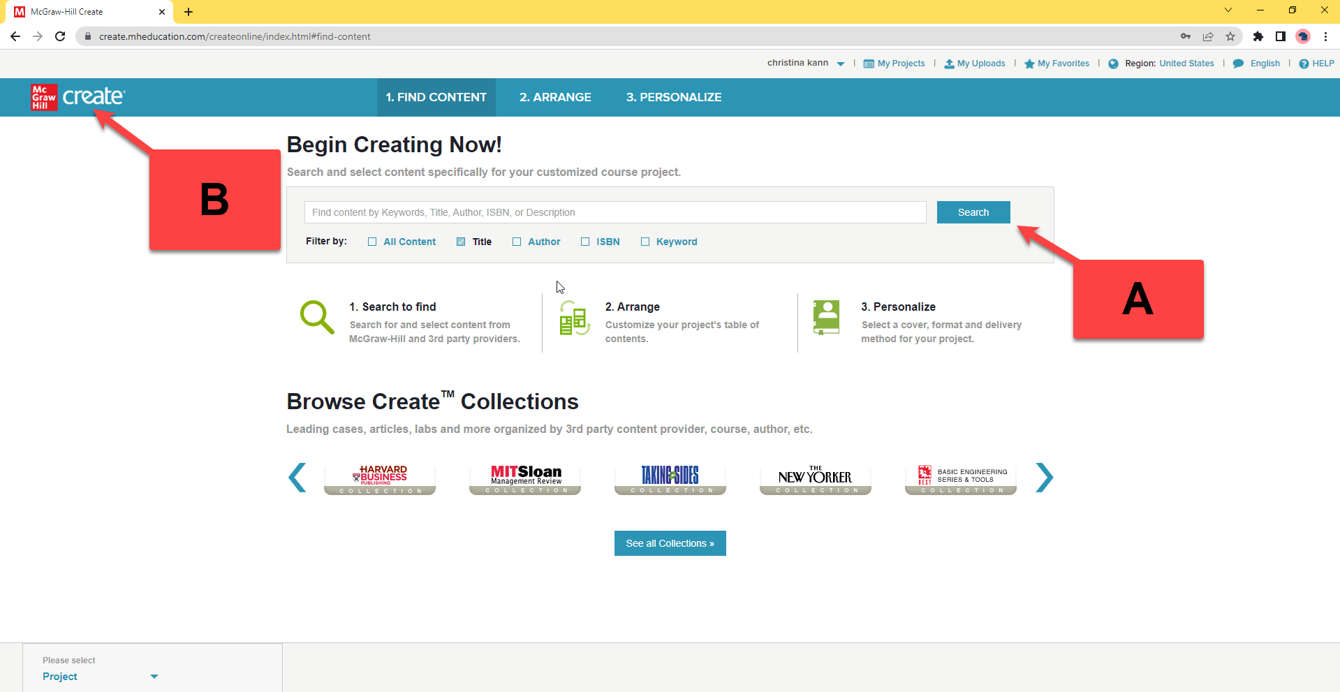 CREATE Help How do I clear my search?
