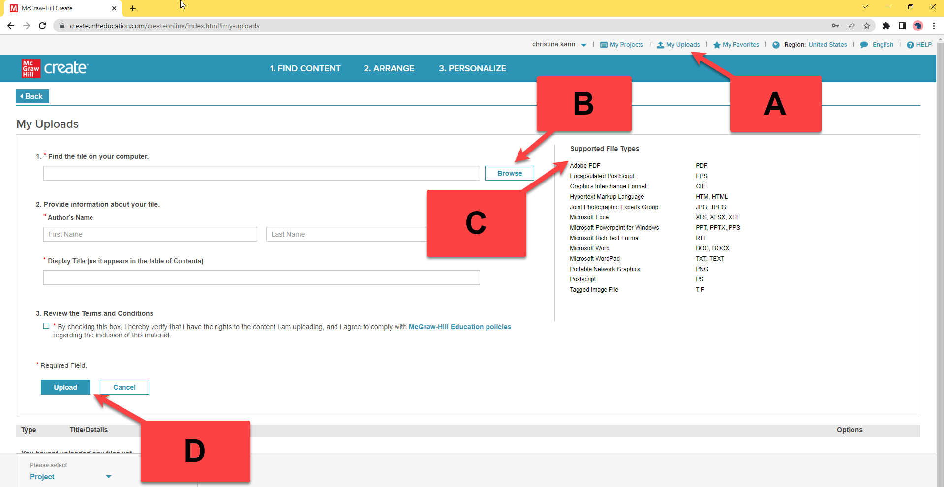 CREATE Help: Can I upload my own content?